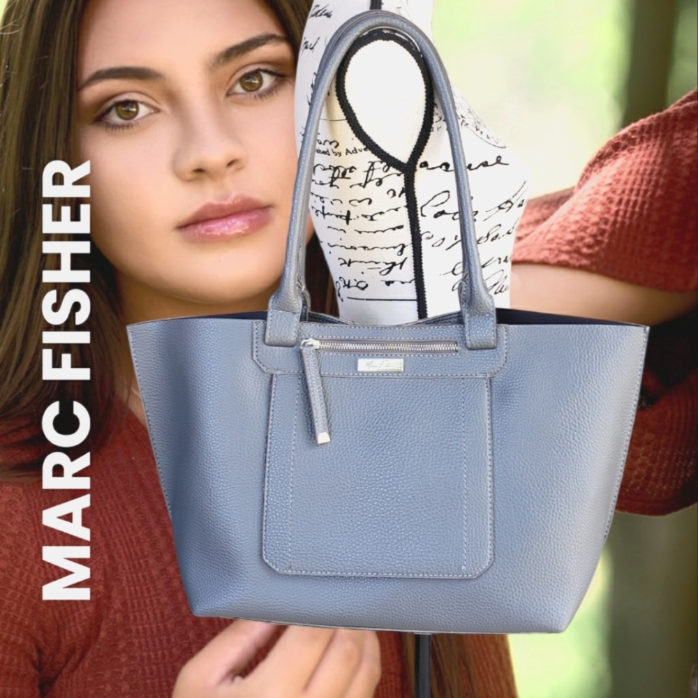 MARC FISHER XL Gray Vegan Pebble Leather